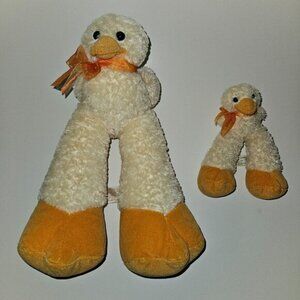 2 Bestever Funny Feet Chick Plush Lot Small 5.5" Medium 11" Duck Easter Yellow